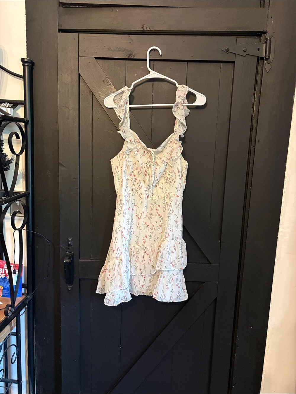Hayden White Floral Ruffle Mini Dress